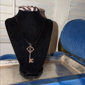 K Monogram Key Pendant Necklace in Gold Tone